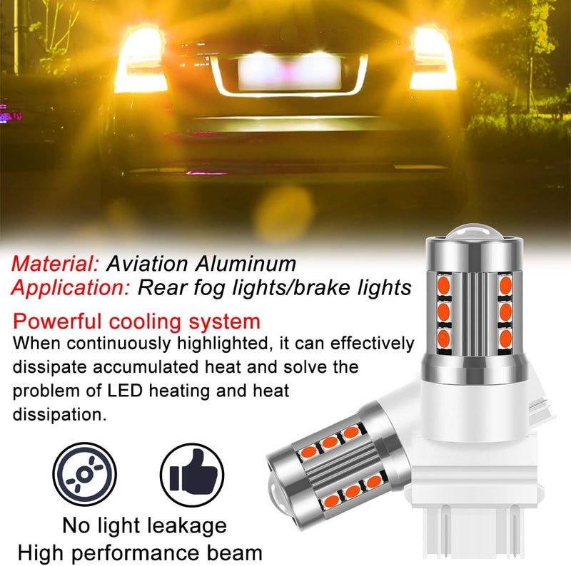 Mandark 3157 T25 LED Car Turn Signal Bulbs, 2PCS Super Bright Automotive Front Rear Blinker Light, Brighter Vehicle Marker Parking Lighting Accessories, Universal for SUV Sedan Truck (Yellow) - Image 2